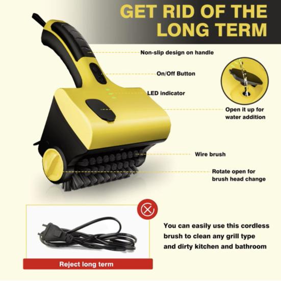Electric Grill Brush Cordless BBQ Brush Rechargeable Barbecue Grill Cleaner