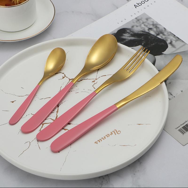 Stainless Steel 304 Western Tableware Four-Piece Set Creative Steak Knife Hotel Tableware Knife, Fork and Spoon Suit