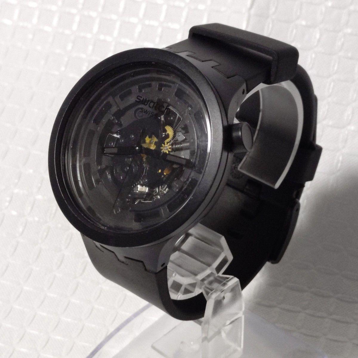 Used [Very popular] Swatch watch BIG BOLD black swatch C-BLACK bioceramic SB03B100
