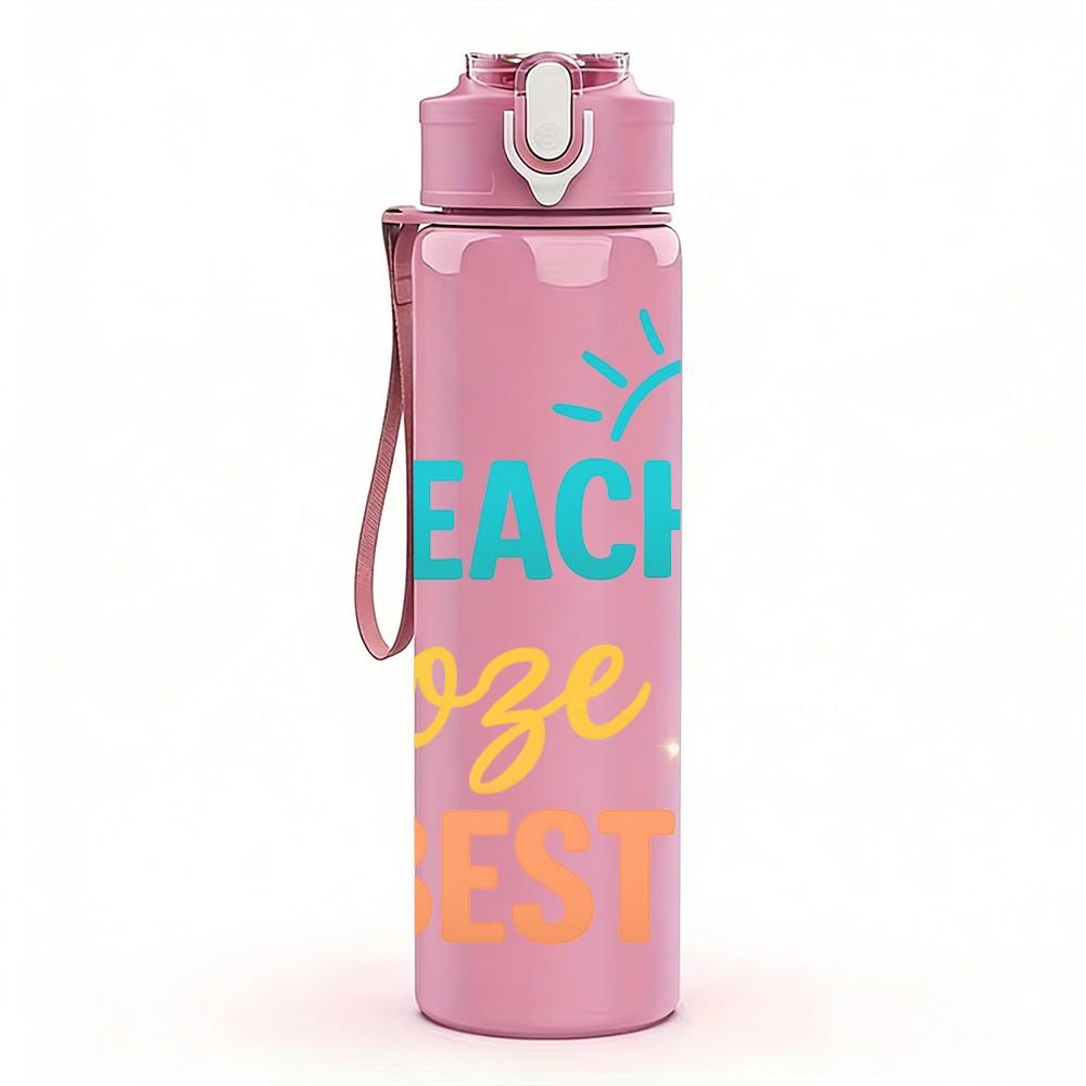 1PC Beaches Booze Besties Summer 750ml Color Plastic Sports Water Bottle Leakproof Flip Straw Lid Suitable for Sports Office Home Use