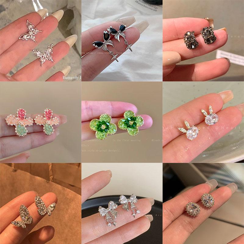 Exquisite Zircon Earrings for Women, Light Luxury, Versatile, Elegant, High-end Feel, Niche Design Style Earrings