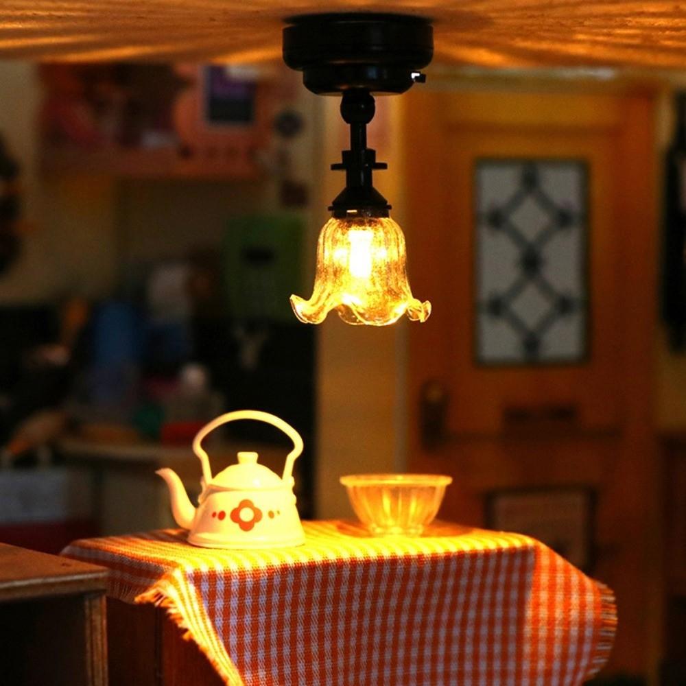 Mini Dollhouse Colored Glass Lamp 10 Styles Ceiling Lamp Chandelier Doll House Accessories