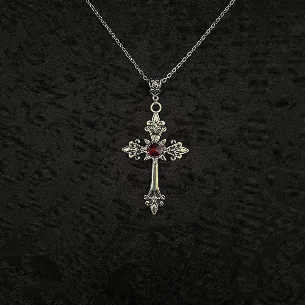 Collana Ciondolo Croce Gotica da Vampiro con Design Geometrico in Lega di Zinco per Uomo Donna