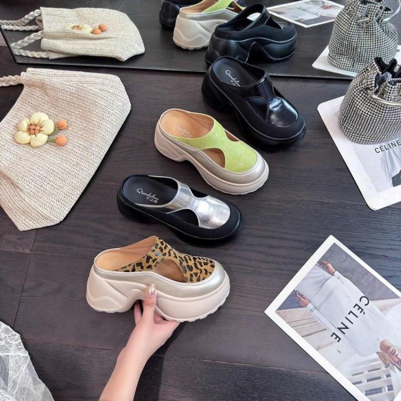 Small Thick-soled Bag Head Slippers, New Side Empty Muffin Sole Women's Shoes, Women's Outer Wear, One Pedal Lazy Shoes
