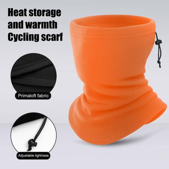 Fleece Neckerchief Scarf Solid Color Adjustable Drawstring Warm Polar Fleece Riding Face Guard Cold Weather Scarf