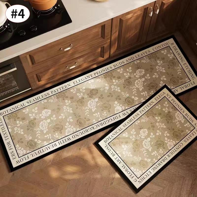 

VIKAMA American Light Luxury Water-absorbent Non-slip Dirt-resistant Foot Mat Vintage Crystal Velvet Kitchen Doorway Carpet 40x60cm 16x24inch