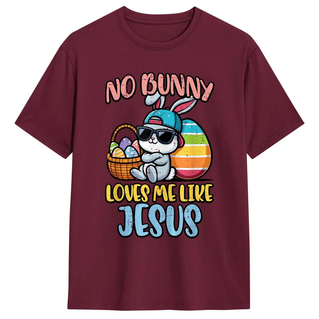 No Bunny Loves Me Like Jesus Easter TShirt Summer Cotton TShirts Unisexs Harajuku Design Tee Shirt ShortSleeve Vintage Top Tees