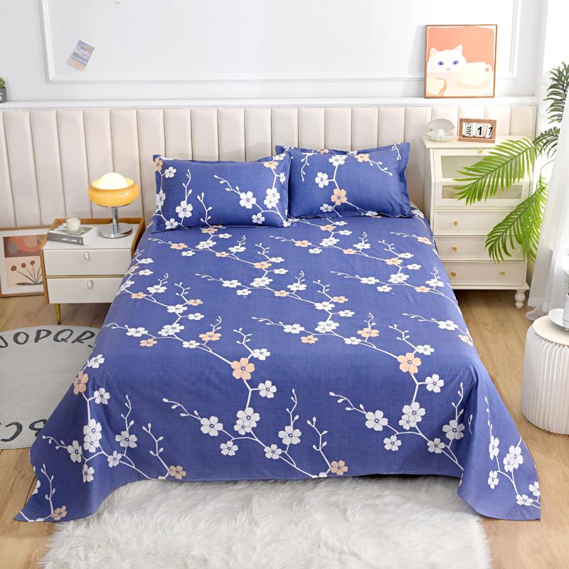 Flower Printed Flat Bed Sheets for Double Bed Single/Queen/King Reactive Printed Top Sheets for Beds Sabanas Cama Bed Linen