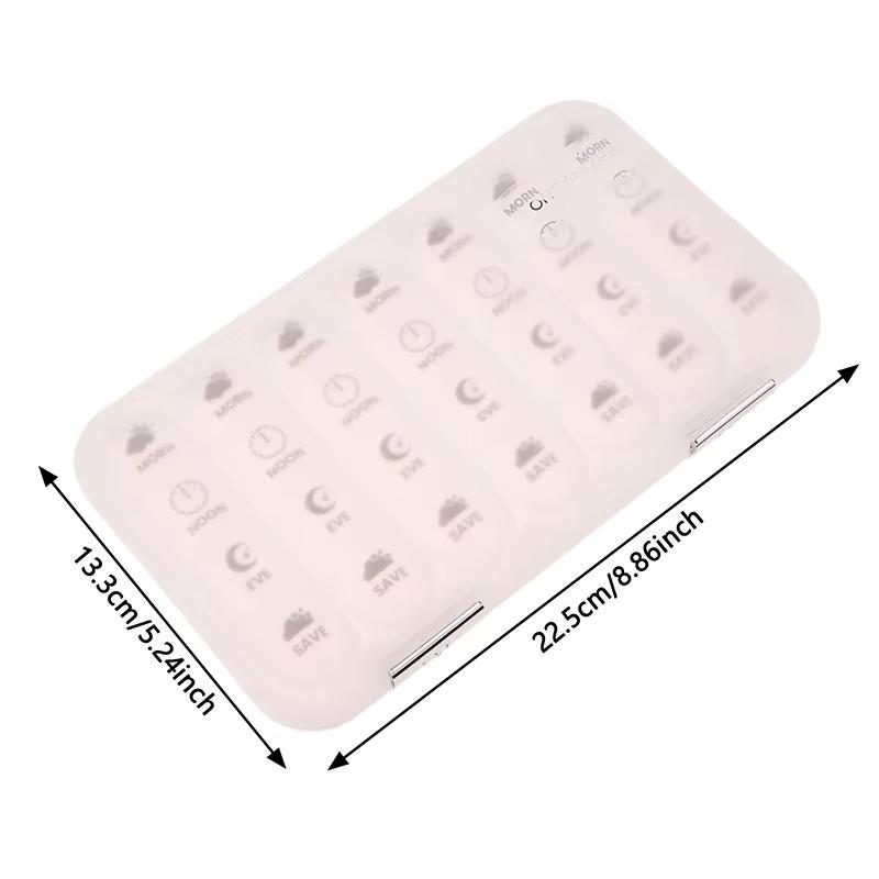 Portable 21/28-Compartment Weekly Pill Box Travel Mini Pill Box 7-Day Weekly Pill Box, Large-Capacity Divided Pill Organizer