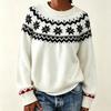 Retro Fair Isle Color Block Pullover Sweater - Plus Size Knitwear for Autumn & Winter