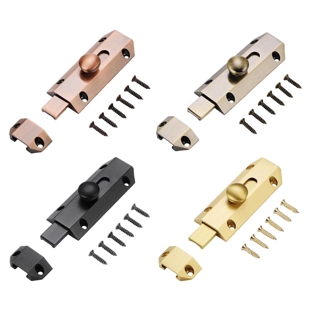 Door Protection Heavy Duty Latch Slide Door Security Black Multi-layer Polished Finish Space-Saving Lock Sturdy Construction
