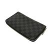 Used 12564 Zippy Organizer N63077 7940 Old Model Logo Black Gray Zip Around Damier Graphite Noir Men's from Japan