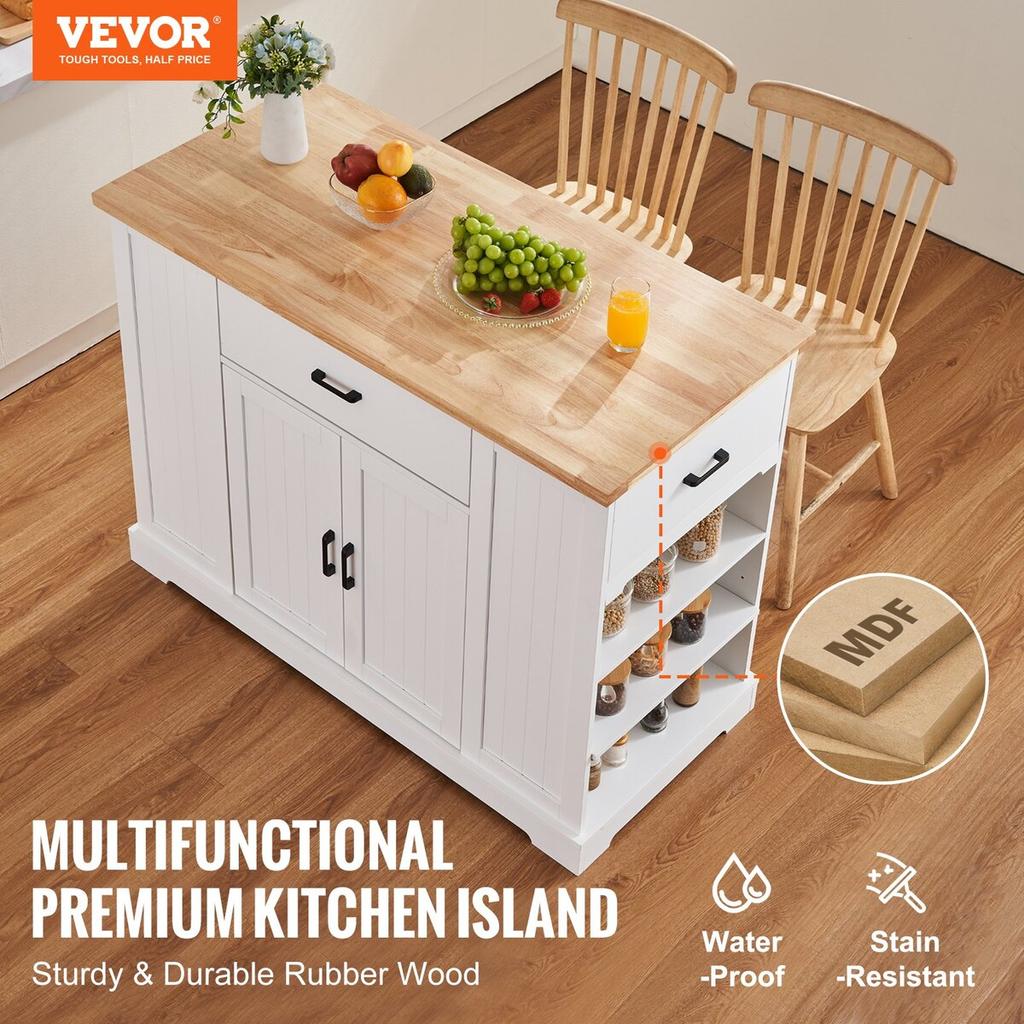 Kitchen Island Cart Storage Cabinet Serving Cart with Drawer & Shelves