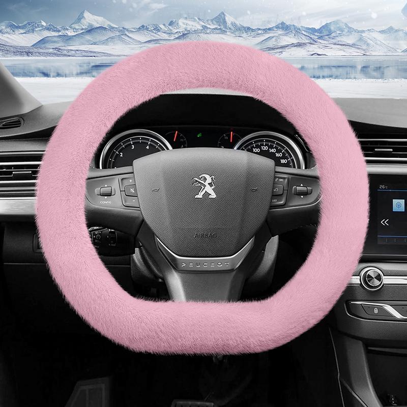 Suitable for Peugeot Long Plush Steering Wheel Cover, Fashionable Autumn and Winter Warm Non-Slip Protective Cover 208 2008 308 508 5008 408 4008