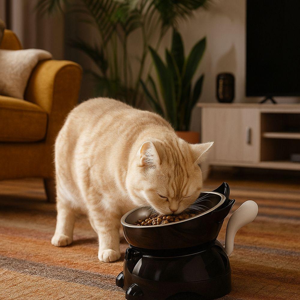 Large Diameter Neck Protection Bowl Anti-knock High Foot Bowl Cute Pet Food Bowl Indoor Use