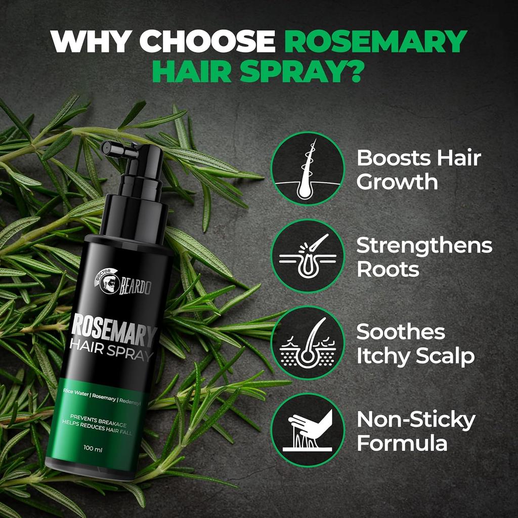 Beardo Rosemary Hair Spray For Men 100 ml X Pack Of 2 Non Sticky Daily Hair Tonic For Smooth Strong Shiny Hair Care