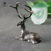 Antique Copper Sika Deer Tabletop Small Ornaments Vintage Brass Animal Figurines Desk Decorations Accessories Home Decor Crafts