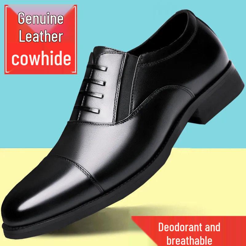 Dragonfly Men's Genuine Leather Business Casual Shoes - Soft, Comfortable, Non-Slip, Wear-Resistant Cowhide with Thin Sole
