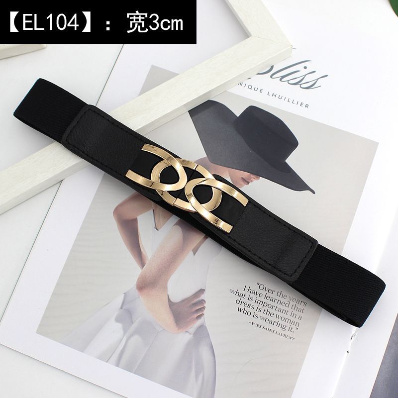 Elastic Black Modern Waist Belt For Women With Adjustable Features Complementing Skirts And Dresses Effortlessly