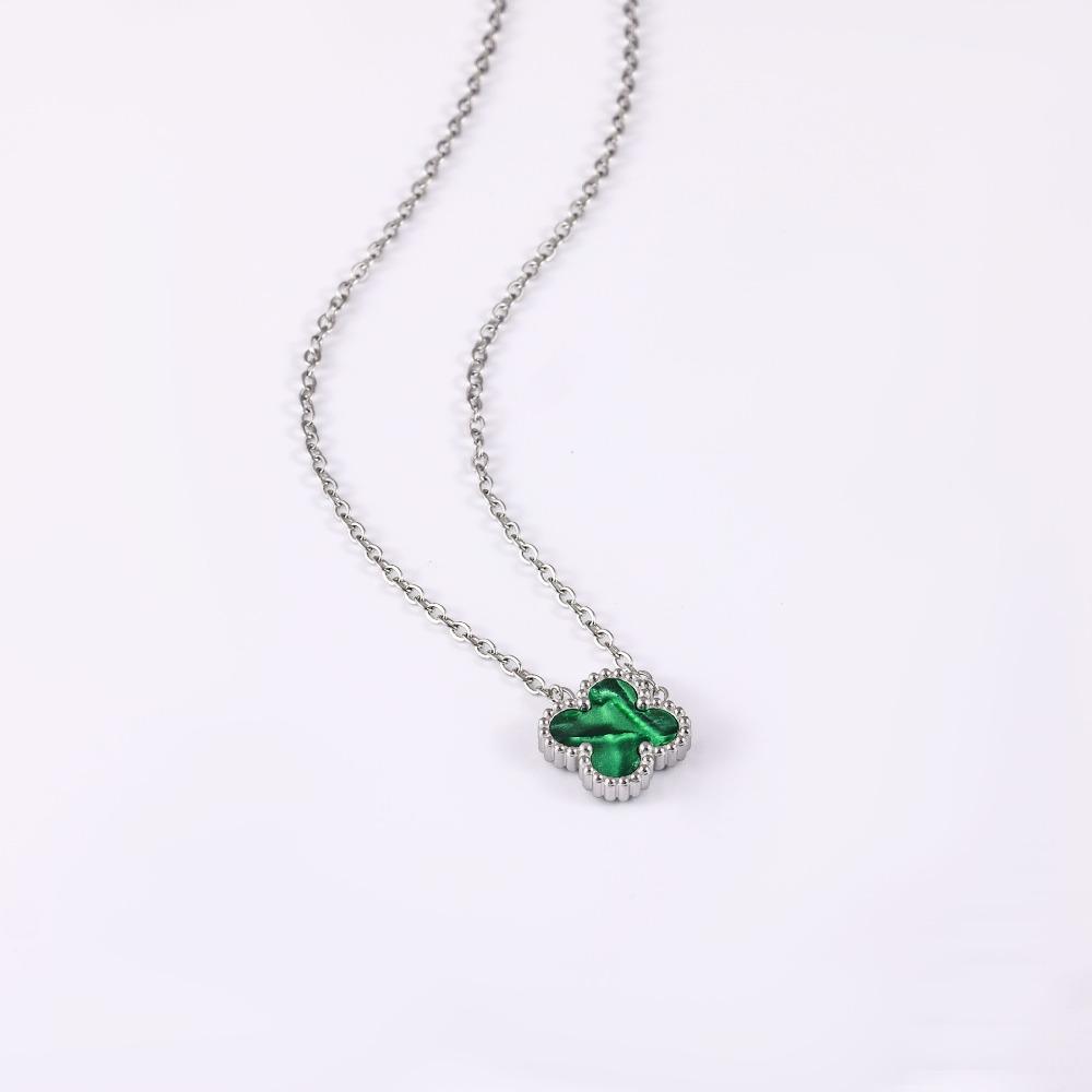 Non-fading High-quality Jewelry Double-sided Four-leaf Clover Necklace Women's Live Broadcast Hot-selling Titanium Steel Collarbone Chain
