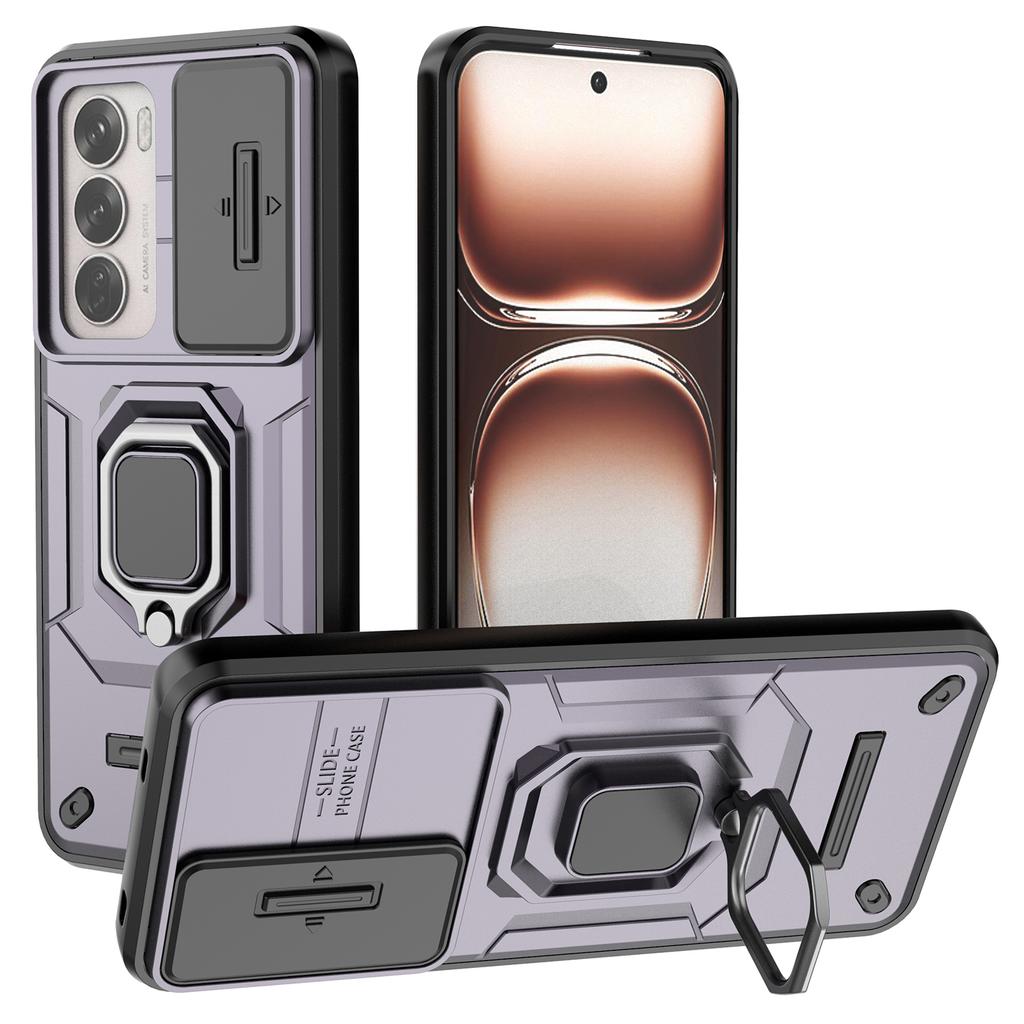 For Oppo Reno12 5G (Global) Case Kickstand PC+TPU Phone Shell with Lens Cover