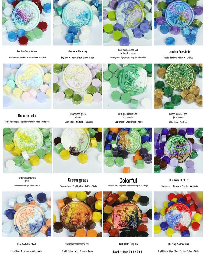 148 Pearlescent Octagonal Sealing Wax Beads - Mixable Colors, 500g Package