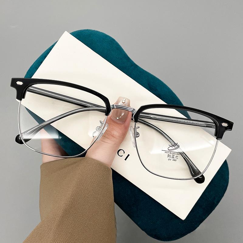 

Classical Semi Rimless Square Reading Eyeglasses Male Matte Frames Anti- Blue Rays Gaming Glasses Transparent Stylish Eyewear 0