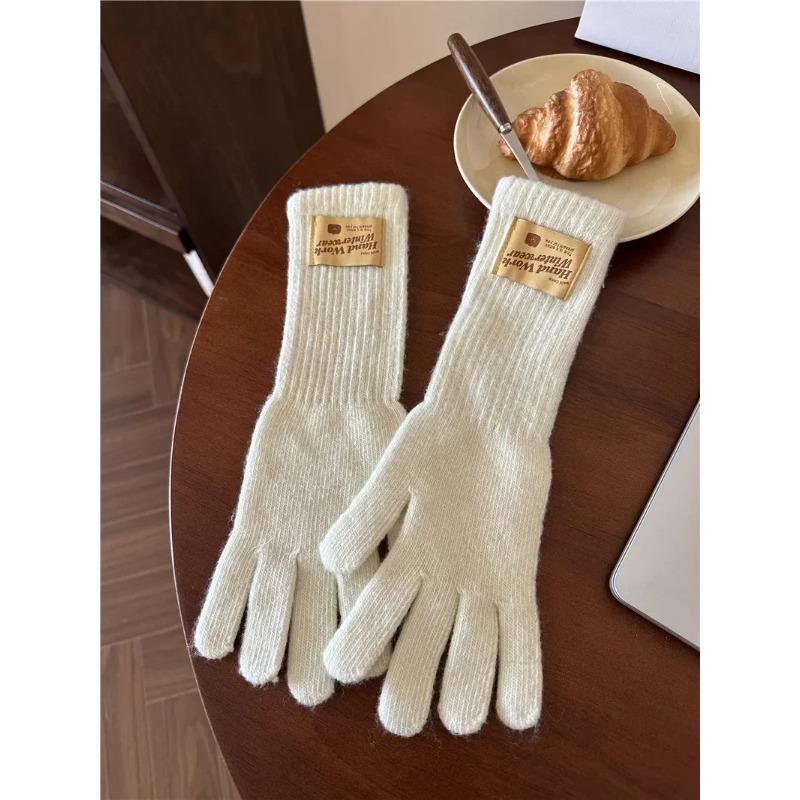 Warm Gloves for Women Korean Touch Screen Gloves Finger Holes Fashion Solid Color Knitted Gloves Winter Work Gloves Mittens