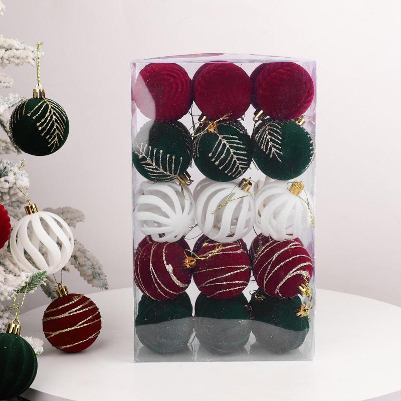 30pcs/box Christmas Velvet Balls 6cm Big Xmas Tree Hanging Pendants 2025 Merry Christmas Decoration For Home 2026 New Year Gifts