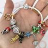 Colors Enamel Disney Princess Dress Charms Pulseiras for Girls Colorful Glass Beads Bracelets&Bangles Women Cartoon Skirt Dangle