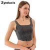 New Women's Denim Yoga Muscle Tank Top - Slimming Scoop Neck Athletic Vest for Workout and Outdoor Wear