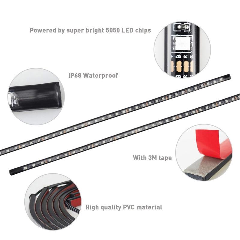 Car Chassis Decorative Sound-Activated Seven-Color Atmosphere Light with Remote and Mobile App Control