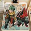 My Hero Academia Deku & Bakugo Pattern Flannel Blanket, High Quality Comfortable for All Seasons, Home Decor, Warmth and Comfort, Perfect for Gifts.