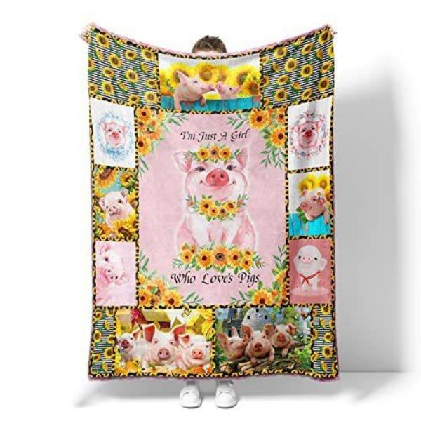 Cartoon Pig Print Flannel Blanket Sofa Nap Blanket Sheet Bedspread Blanket