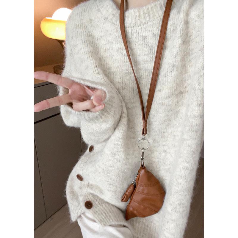 Autumn/Winter Loose Slit Pullover: Women's Solid Color Slimming Knitwear
