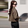 Small Leather Jacket Women's Short Spring and Autumn New Design Sense Casual Locomotive Leather Jacket Top