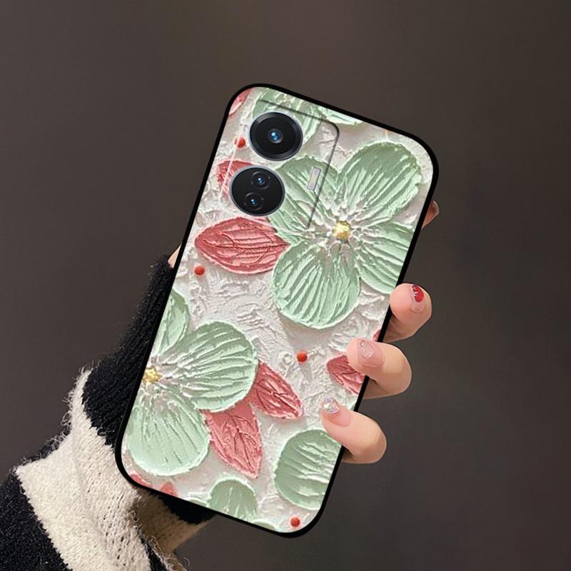 For Vivo T1 4G Case V2153 Covers TPU Black Silicone Landscape Cover for Vivo T1 44W Case VivoT1 Y55 4G Shockproof Soft Shells