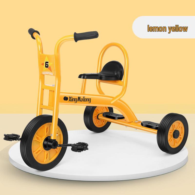 Kid's Early Learning Tricycle with Basket - Double Pedal Outdoor Ride-On Toy