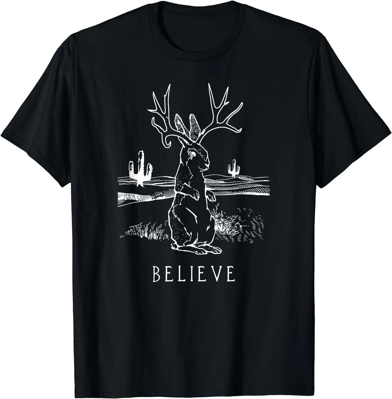 Cryptid Rabbit Bunny, Believe Jackalope T-Shirt S
