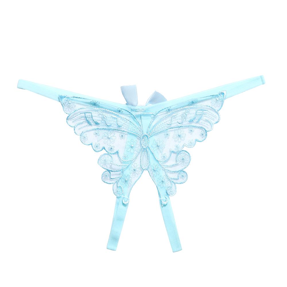 Women's Super Sexy Lace Transparennt G-string Hot Open Crotch Panties Lovely Butterfly Knot T-back Thongs