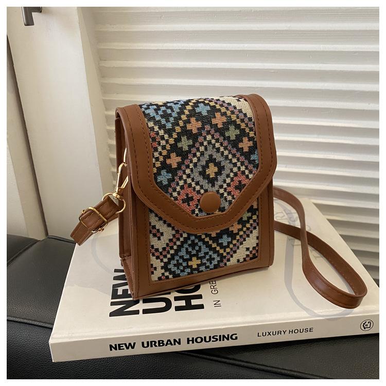 Ethnic Style, Personality, Foreign Style, New Spring Trend, Fashion Messenger Mobile Phone, One Shoulder Small Square Bag Woman