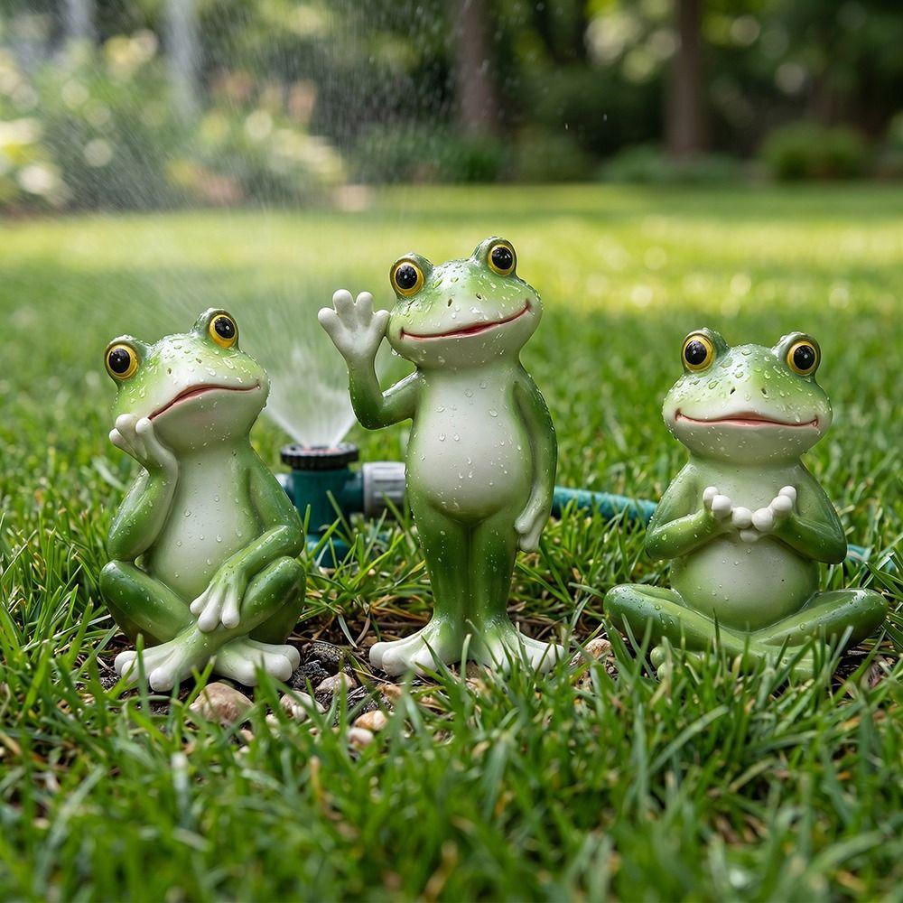 Cute Style Cartoon Frog Figurine Creative Craft Frog Garden Decor  Courtyard Gardening