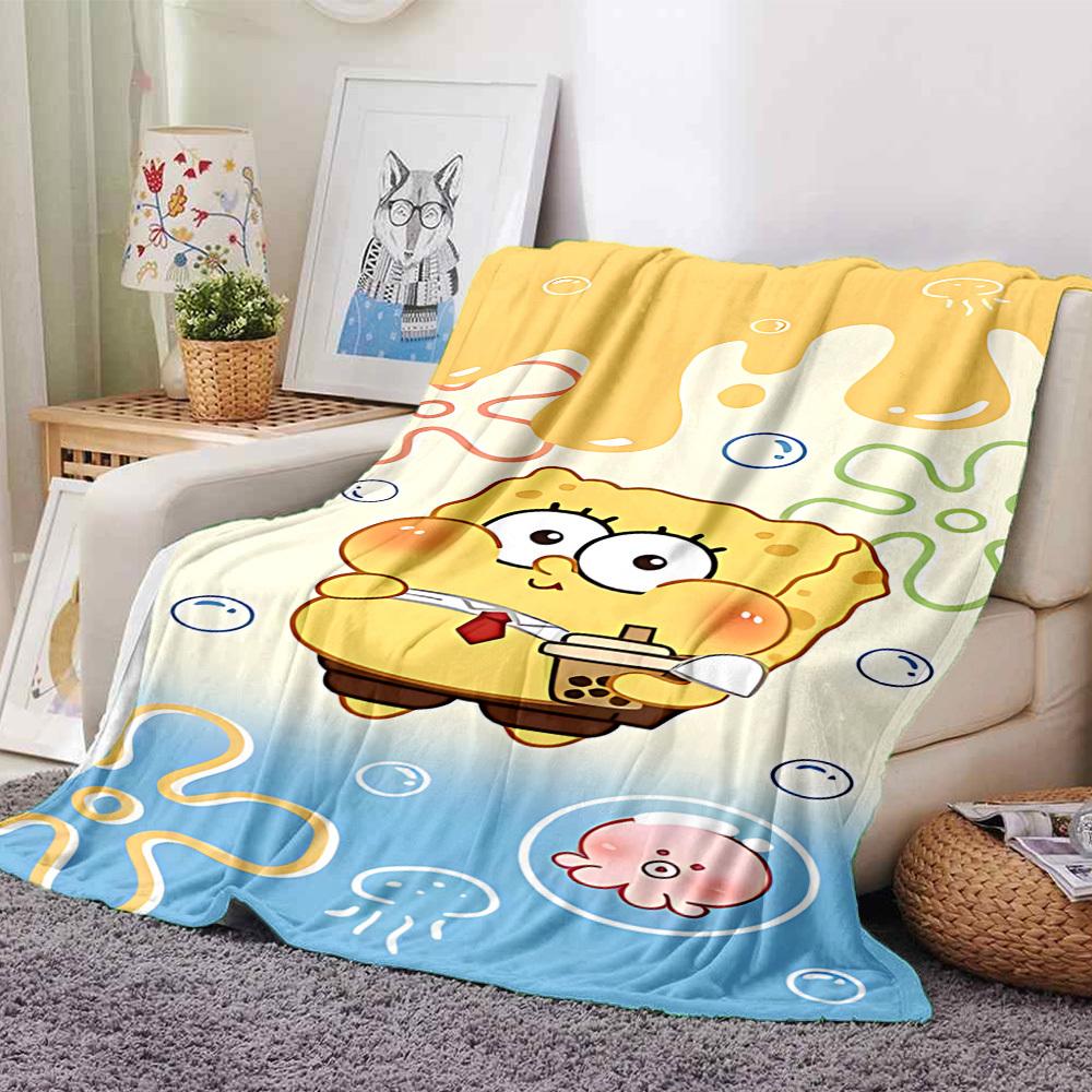 

1pc SpongeBob SquarePants, Bubble Tea Flannel Blanket Soft Cozy All-Season Throw for Bedroom, Sofa, Camping, Travel, Home Decor1027 80cmx120cm(31inx47in)