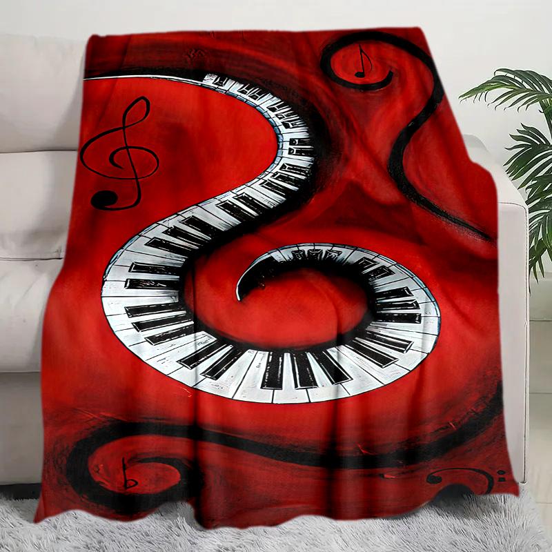 1PC Piano Keys Music Printed Blanket, All Season Lightweight Home Office Outdoor Nap Multifunctional Blanket A17