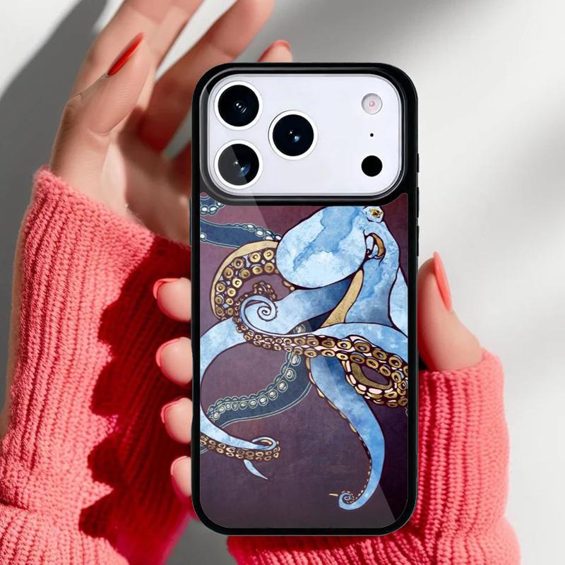 Marine Life Ocean Octopus Phone Case for iPhone 17 16 15 14 13 Pro Max Back Cover for 12 11 Pro Coque