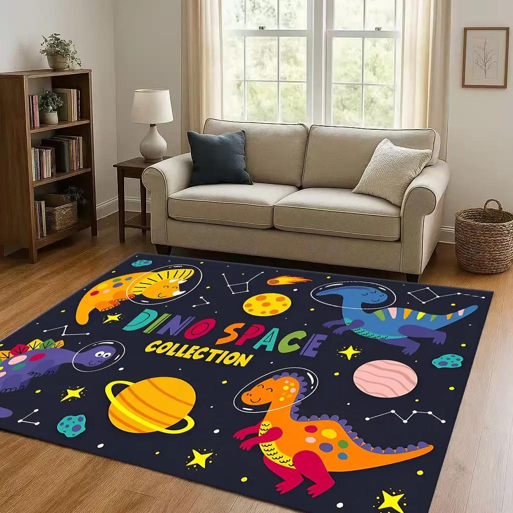 2026 New Space Dinosaur Cartoon Dino Art Living Room Non Slip Area Rug Carpet for Bedroom Kids Playroom Sofa,Home Decor Doormat