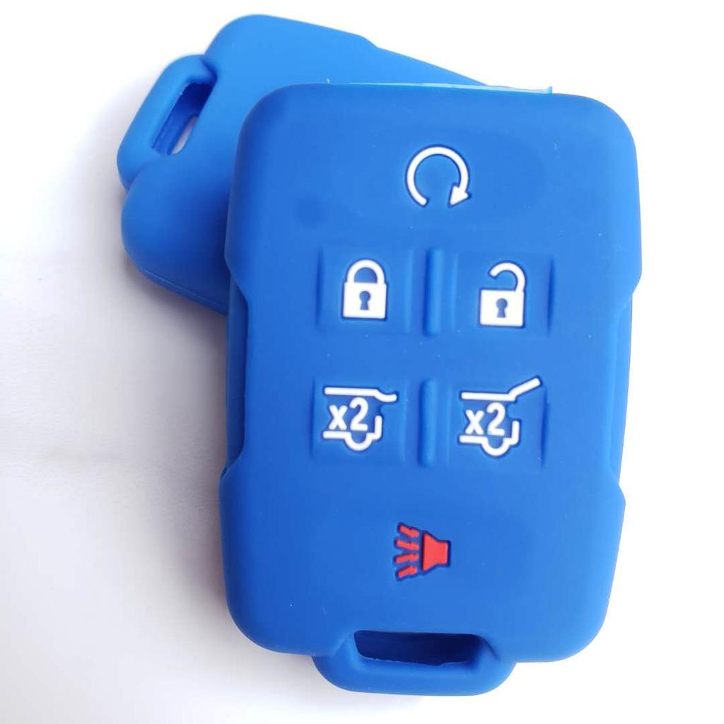 Silicone Key Cover Case Keyless Protector Fob Remote Wallet For Gmc Yukon Sierra 1500 Chevrolet Suburban Tahoe 5 Buttons