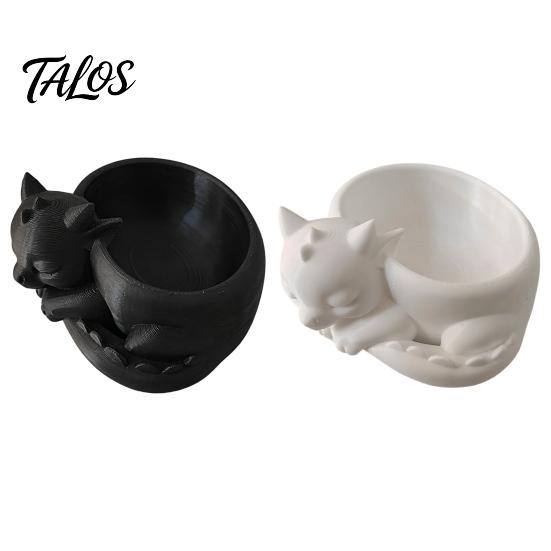 Talos Blumentopf-Ornament, 3D-gedruckte schlafende Drachenform, matt großer gewölbter Pflanztopf, für Heim-Büro-Schreibtisch-Garten-Dekoration