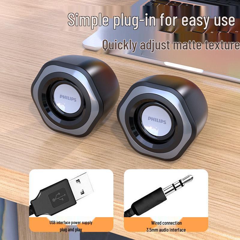 Wired Desktop Computer Speakers with Subwoofer - Mini Pair for PC and Laptop Home Use