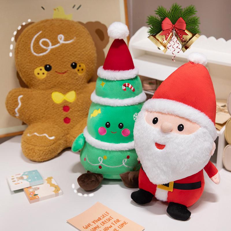 23cm Christmas Tree Doll Gingerbread Man Snow Man Soft Plush Toy Deer Stuffed Animal Props For Holiday Decoration